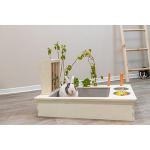 Voederstation voor konijnen en kleine knaagdieren - houten bakjes en rekje Trixie image-4