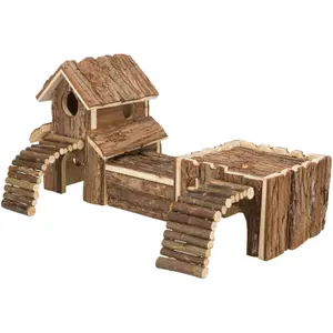 Sistema decorativo de túneis para ratos em madeira de casca de árvore Trixie Frida image-2