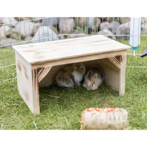 Houten en gevlamd huisje voor dwergkonijnen Trixie image-2