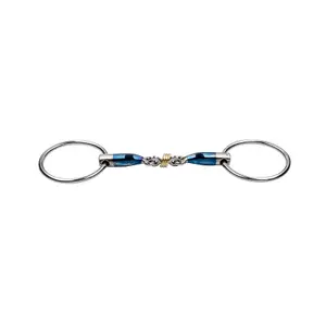 Double snaffle bits for horses Trust Sweet Iron Brass ring image-0