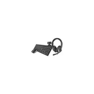 Pack 4 en 1 homeoffice avec clavier sours et casque webcam Trust QOBY