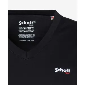 T-shirt col v petit logo Schott casual image-2