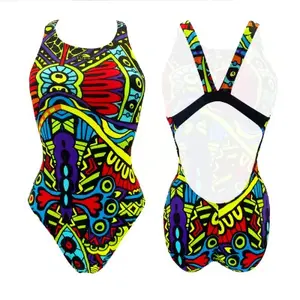 Maillot de bain 1 pièce bretelles fille Turbo Africa Neon image-0