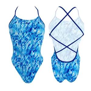 Women's 1-piece swimsuit Turbo Sirene' Marble Blu image-0