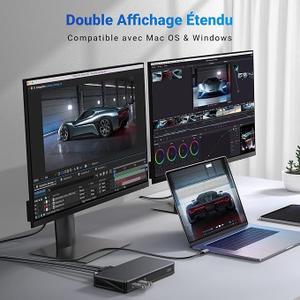 Station d'accueil USB-C - 2xHDMI 4K+2xDP+RJ45+USB3.2+PD 100W Ugreen CM615 image-1