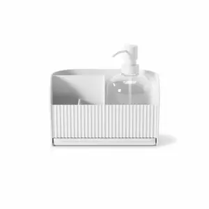Sponge holder shower organizer with soap pump Umbra Sling image-0