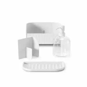 Sponge holder shower organizer with soap pump Umbra Sling image-2