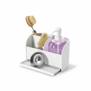 Sponge holder shower organizer with soap pump Umbra Sling image-3