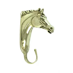 Brass horse head saddle hook Umbria Equitazione image-0