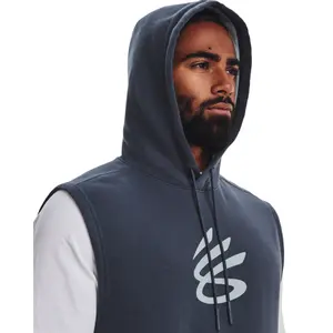 Sweatshirt mouwloze fleece hoodie Under Armour Curry image-4