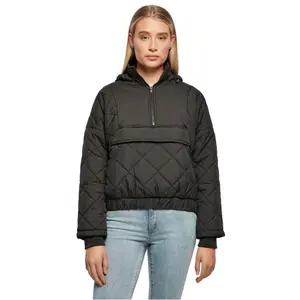Sweatshirt med hætte til kvinder Urban Classics oversized diamond quilted pull over image-0
