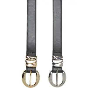 Women's synthetic leather buckle belt Urban Classics (x2) image-1