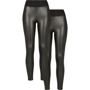 Women's high-waisted faux-leather leggings Urban Classics (x2) image-0