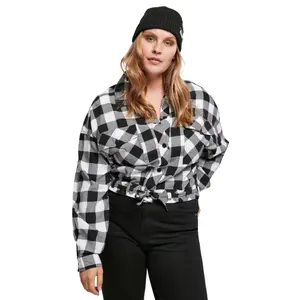 Oversize kort ternet skjorte til kvinder i store størrelser Urban Classics image-1
