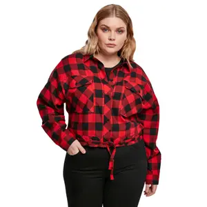 Oversize kort ternet skjorte til kvinder i store størrelser Urban Classics image-1