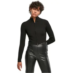 Women's ribbed knit short zip cardigan Urban Classics image-1