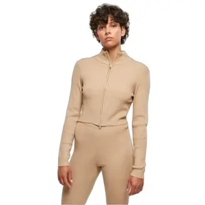 Women's ribbed knit short zip cardigan Urban Classics image-1