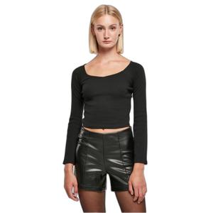 Camiseta de mujer de manga larga y cuello en V de canalé corto Urban Classics GT image-2