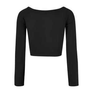 Camiseta de mujer de manga larga y cuello en V de canalé corto Urban Classics GT image-3