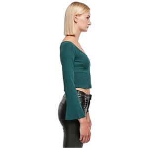 Camiseta de mujer de manga larga y cuello en V de canalé corto Urban Classics image-5