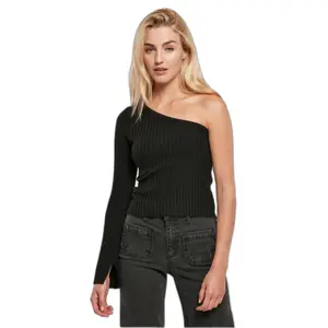 Pullover court tricot côtelé à une manche femme Urban Classics image-0