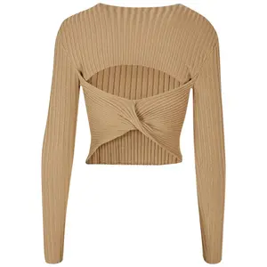 Pullover court tricot côtelé à dos torsadé femme Urban Classics image-1