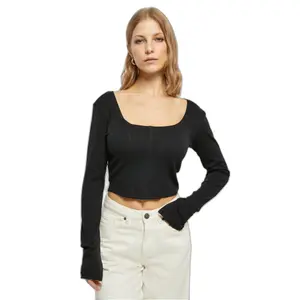 Crop-T-Shirt Langarm Corsage Frau Urban Classics image-1