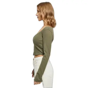 Crop-T-Shirt Langarm Corsage Frau Urban Classics image-5