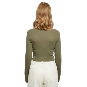 Crop-T-Shirt Langarm Corsage Frau Urban Classics image-4