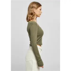 Crop-T-Shirt Langarm Corsage Frau Urban Classics image-6