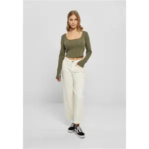 Crop-T-Shirt Langarm Corsage Frau Urban Classics image-2