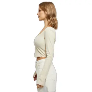 Crop-T-Shirt Langarm Corsage Frau Urban Classics image-5