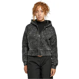 sweatshirt oversize zippé court à capuche femme grandes tailles Urban Classics Towel Washed