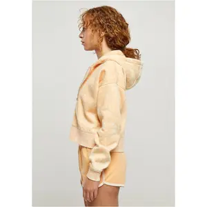 Stor damtröja med kort dragkedja och huva Stora storlekar Urban Classics Towel Washed image-4