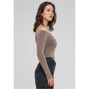 Langarm-Pullover mit Pailletten und freien Schultern, Damen Urban Classics image-5