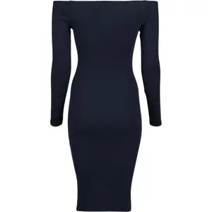 Damska prążkowana sukienka z długim rękawem i odkrytymi ramionami Urban Classics image-3