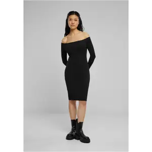Damska prążkowana sukienka z długim rękawem i odkrytymi ramionami Urban Classics image-2