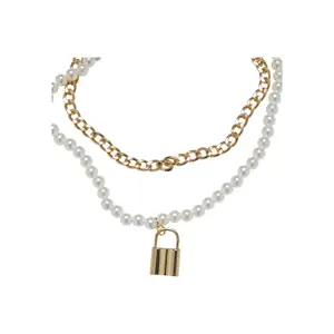 Women's necklace Urban Classics Padlock Pearl Layering image-2