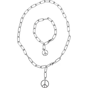 Halsband och armband Urban Classics Y Chain Peace Pendant image-0