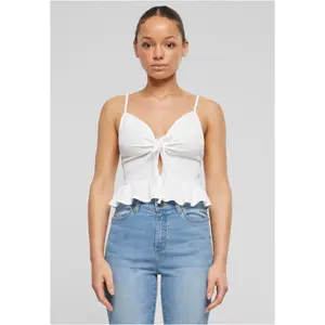 Women's embossed piqué ruffled tank top Urban Classics image-1