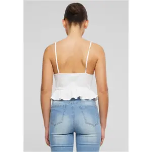 Women's embossed piqué ruffled tank top Urban Classics image-4