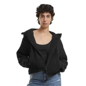 Short hooded fleece for women Urban Classics Sherpa image-2