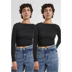 T-shirt manches longues femme Urban Classics Ruffled Super Slim (x2) image-1