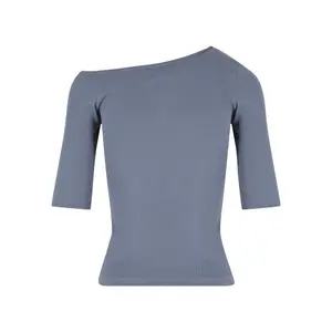 Camiseta de mujer Urban Classics Organic Asymmetric Rib image-4