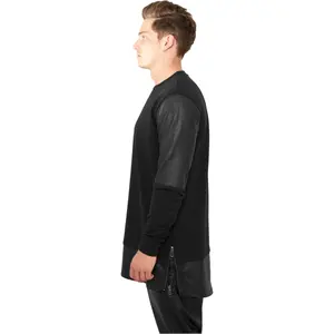 Sweatshirt zipped long synthetic leather Urban Classics image-3