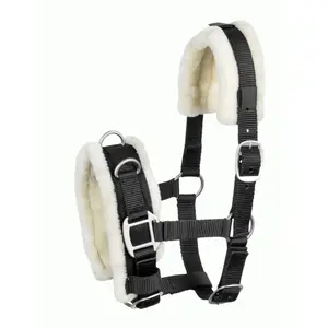 Nylon horse cavesson with artificial fur USG image-0