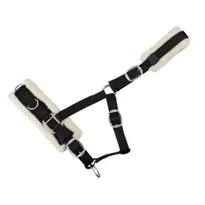 Nylon horse cavesson with artificial fur USG image-1