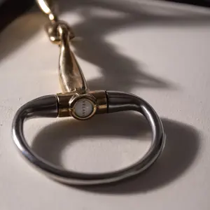 Mors olive double brisures pour cheval en cuivre Velari 14mm 11,5cm image-4