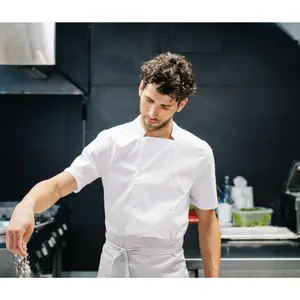 Veste de cuisine manches courtes avec boutons pression Velilla image-1