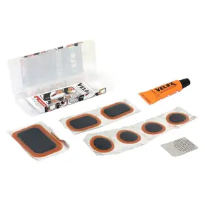 Kit de reparación de cámaras de bicicleta eléctrica - caja de 6 parches de 25mm + 1 parche de 24-34mm + 1 parche de 32-50mm + 5g de pegamento + violación de acero con instrucciones Velox image-0